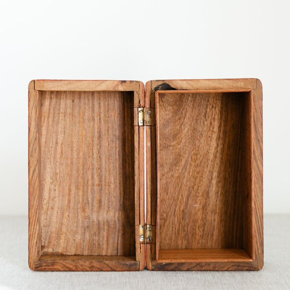 Vintage Hand Carved Wooden Jewelry Trinket Memorial Box Himalayan Jungle Wood - Picture 7 of 16